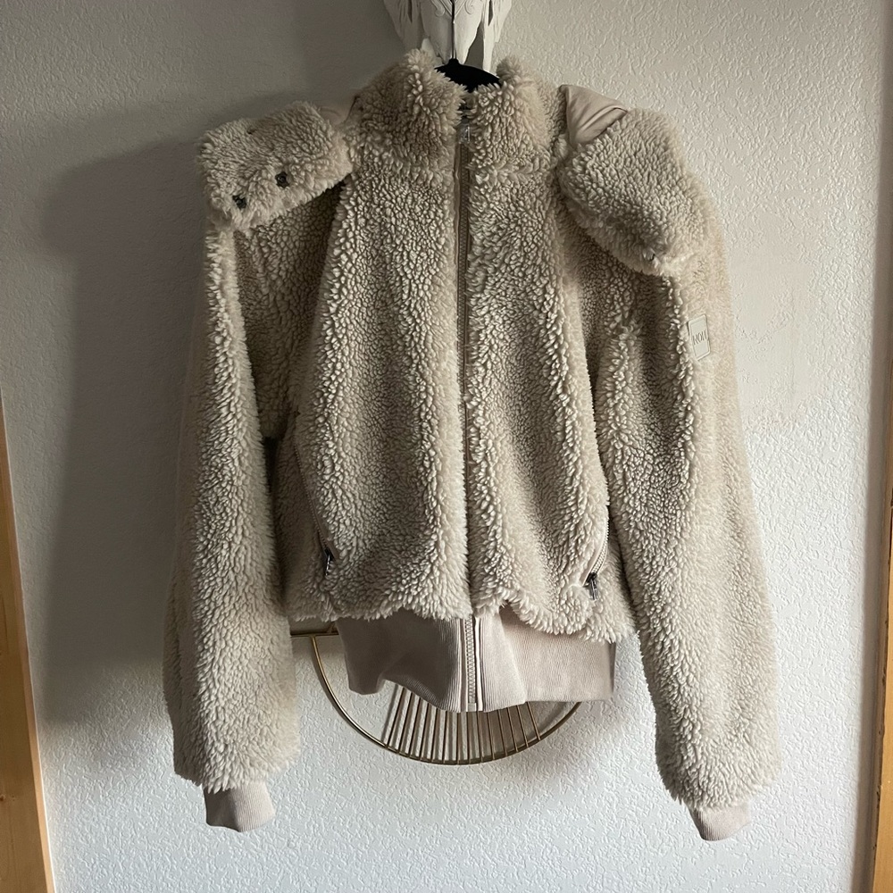 Noli Yoga Shop Cream Colored Sherpa Bomber Jacket